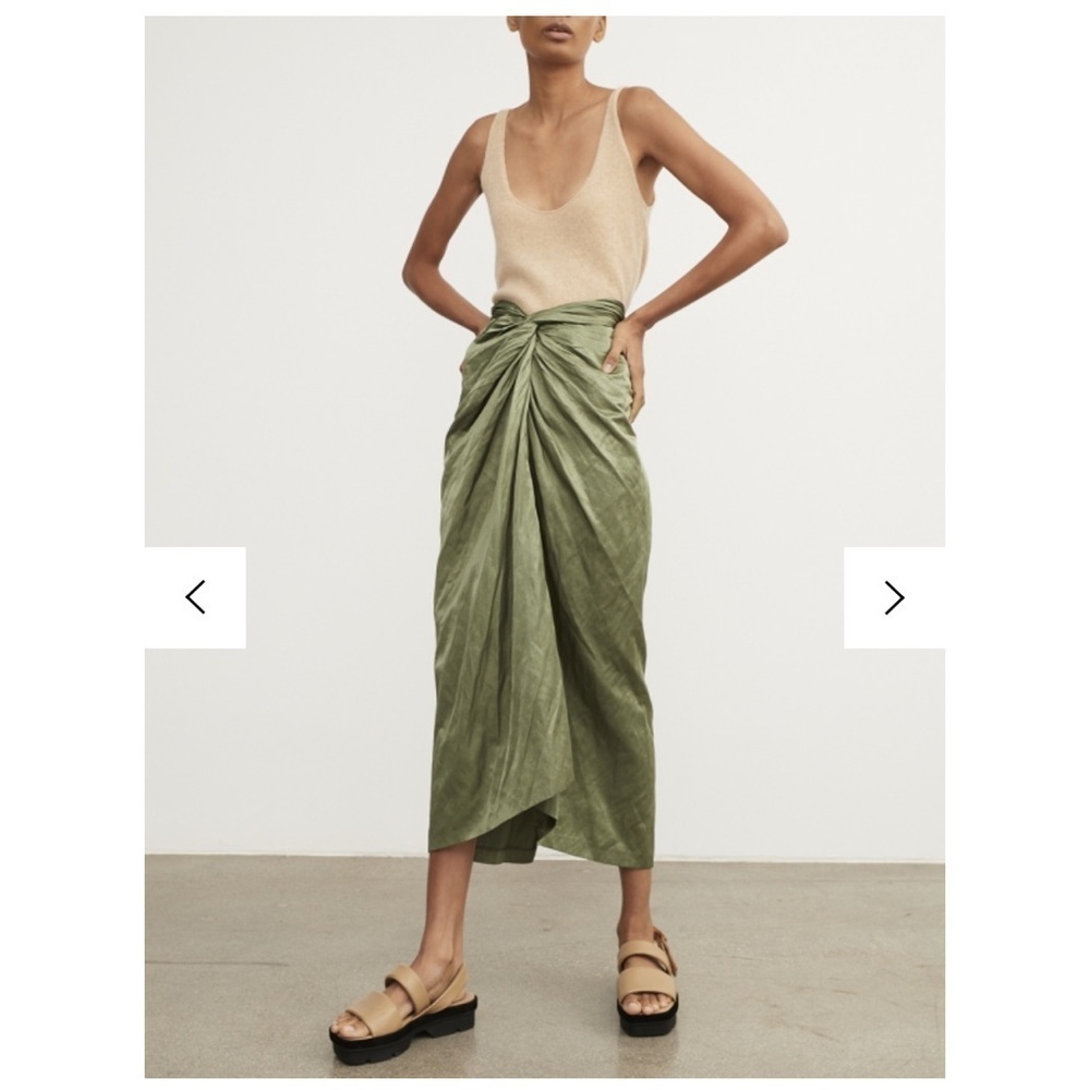 NWOT Vince Twist Front Skirt in Dark Pistachio Size 2 - Picture 6 of 10